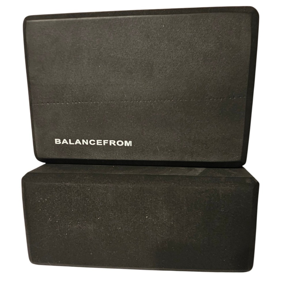 BalanceFrom Yoga Blocks Set of 2 Black High Density‎ Foam Beveled Edges
